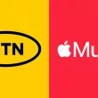 MTN Logo with Yellow background and Apple Music Logo with red background