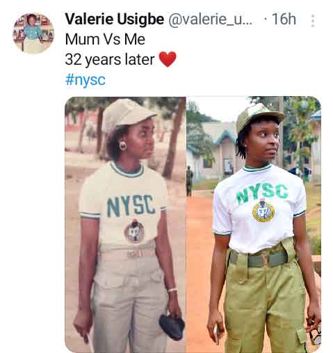 Corps member recreates mother's image from 32-year-old NYSC Sets