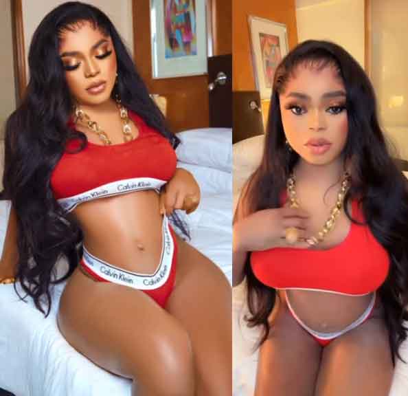 Nigerians blast Bobrisky after showing off his curves(See reaction)