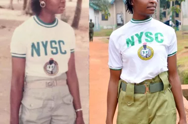 Corps member recreates mother's image from 32-year-old NYSC Sets