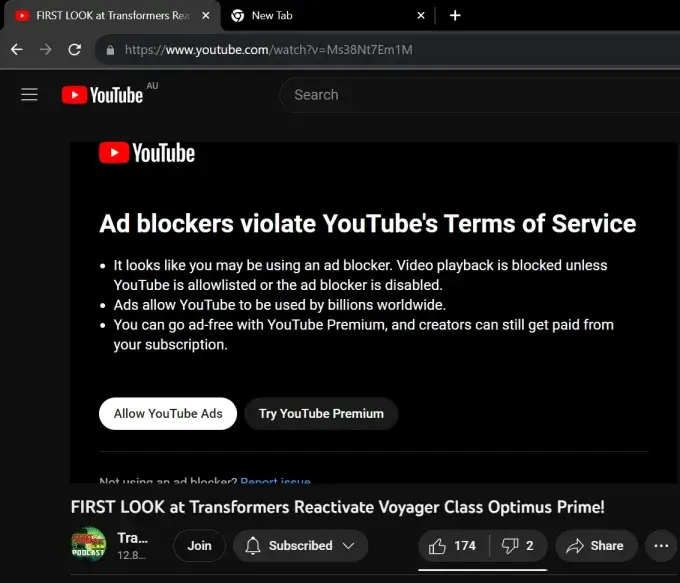 A screenshot of YouTube warning a user about using ad blockers Image Credits: u/Helpfullman69